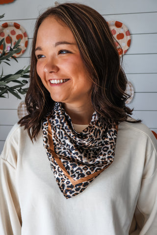 Leopard Luxe Silk Scarf • Tan Multi