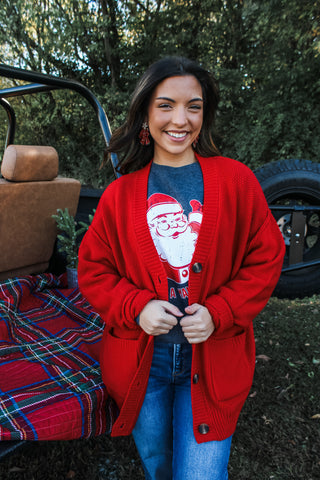 By The Fireside Cardigan • Red