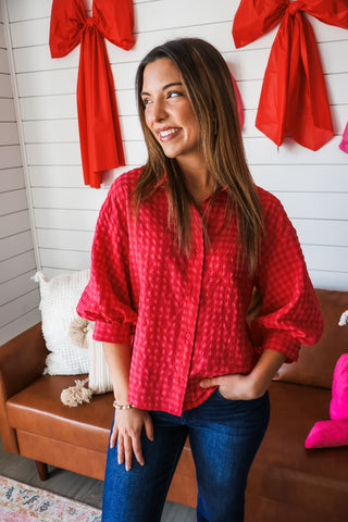 True To You Gingham Top • Red