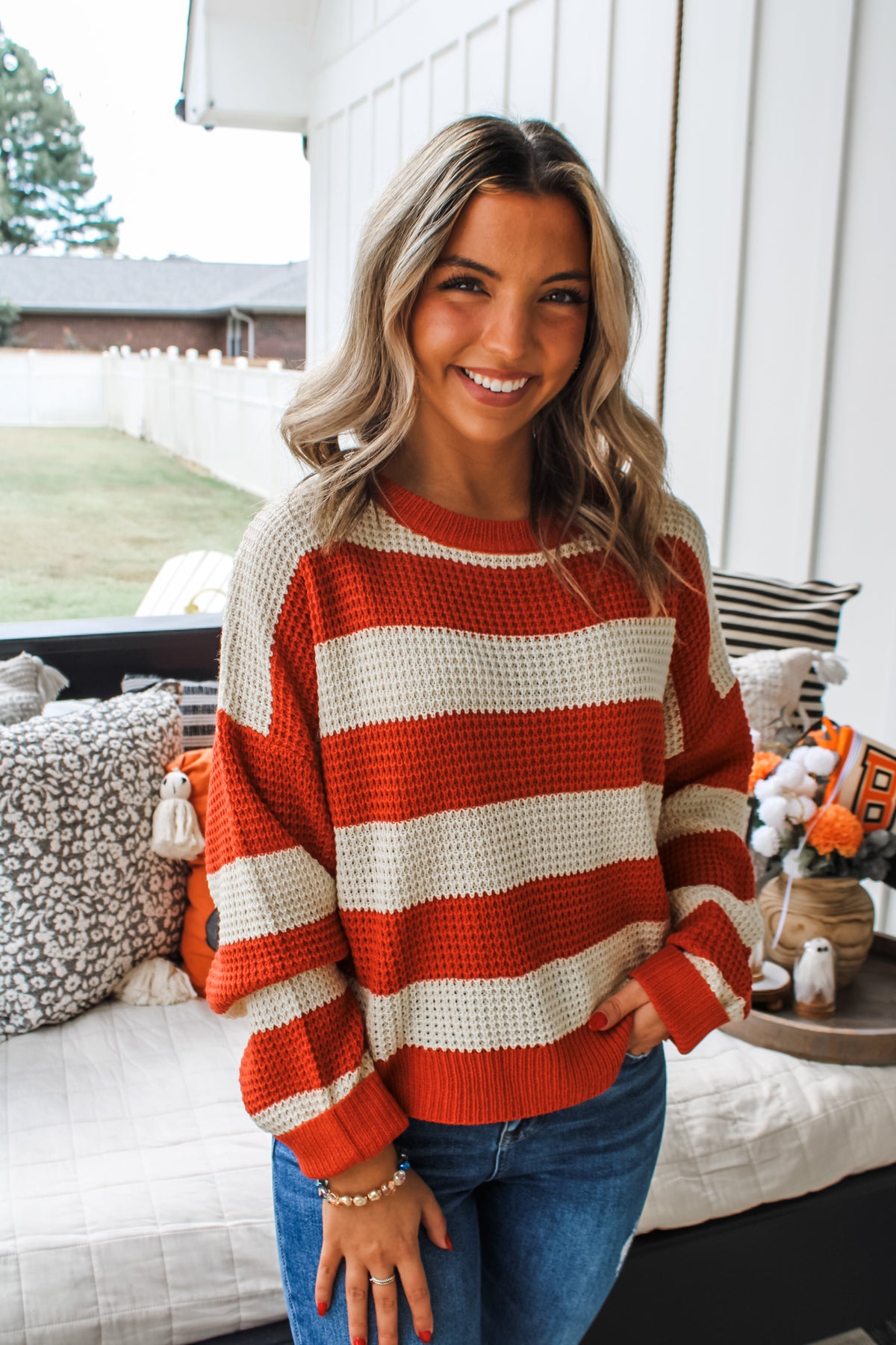 Sweater Weather Stripe • Pumpkin Orange