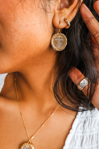Love Never Fails Engraved Scripture Earrings • Gold