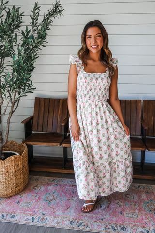 Romantic Revival Floral Midi • Pink