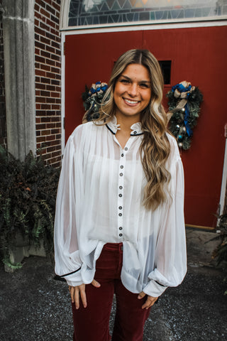 Dinner Party Pleated Blouse • White