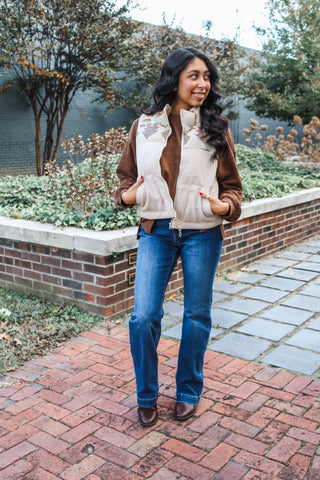 Phoenix Aztec Puffer Vest • Beige Multi