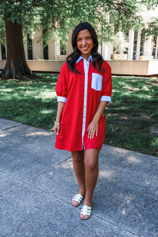 Sweet Liberty Shirtdress • Red