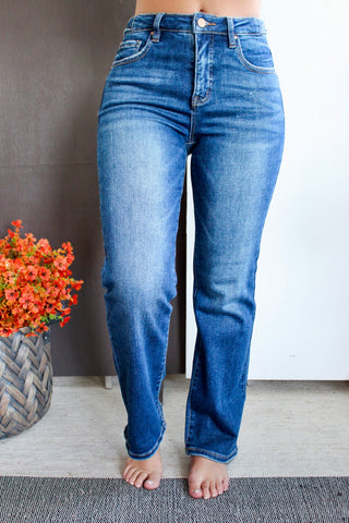 Arden Adjustable Waist Straight | Tummy Control • Dark Wash