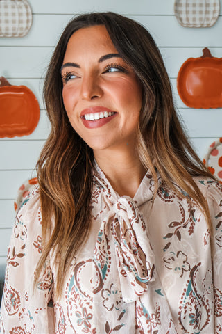 Paisley Splendor Chiffon Blouse • Champagne