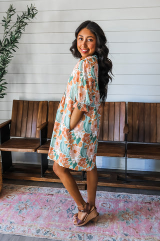 Daffodil Darling Pocket Dress • Peach Floral - FINAL SALE