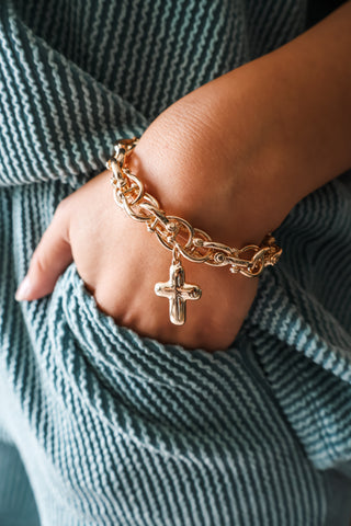 Tell your testimony • gold cross bracelet