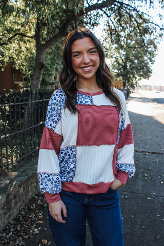 Dash Of Leopard Colorblock • Brick
