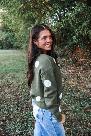 Style Playbook Polka Dot Sweater • Olive