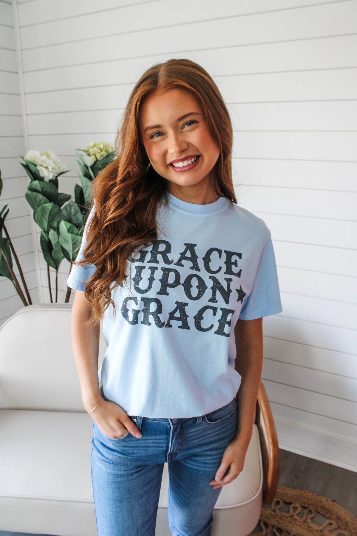 Grace Upon Grace Graphic Tee • Light Blue