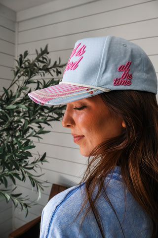 God Is Good Embroidered Trucker Hat • Blue