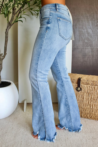 Cyrus Fringe Hem Bootcut | Tummy Control • Light Wash