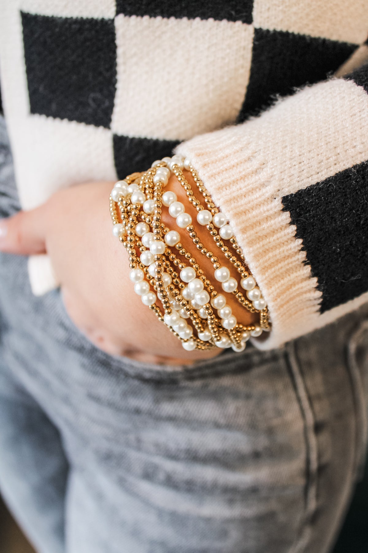 Mix & Mingle Pearl Beaded Bracelet • Gold