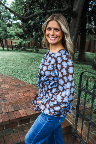 Fall In Bloom • Espresso/Blue - FINAL SALE