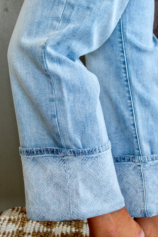 Harlow Patterned Cuff Jean • Light Wash