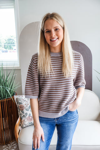 Cedar Lane Stripes • Mocha/Grey