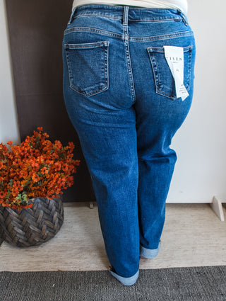 Harper Cuffed Boyfriend Jean • Dark Wash - PLUS