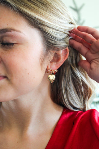 Heart Of Gold Bow Earrings • Gold