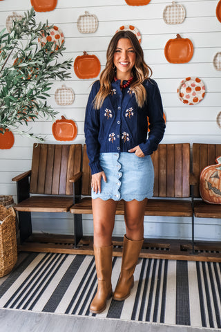 Briar Blooms Cable Cardigan • Navy
