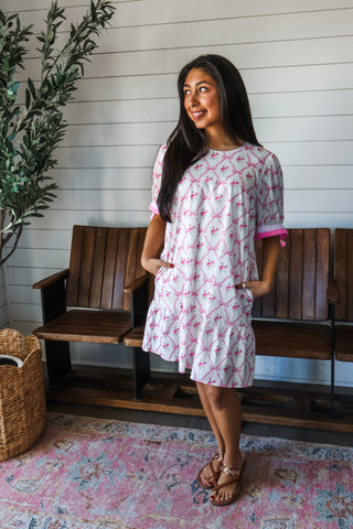 Bows & Blooms Pocket Dress • Pink Floral
