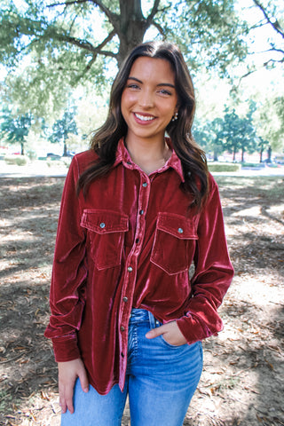 Velvet Dreams Button Down • Berry - FINAL SALE