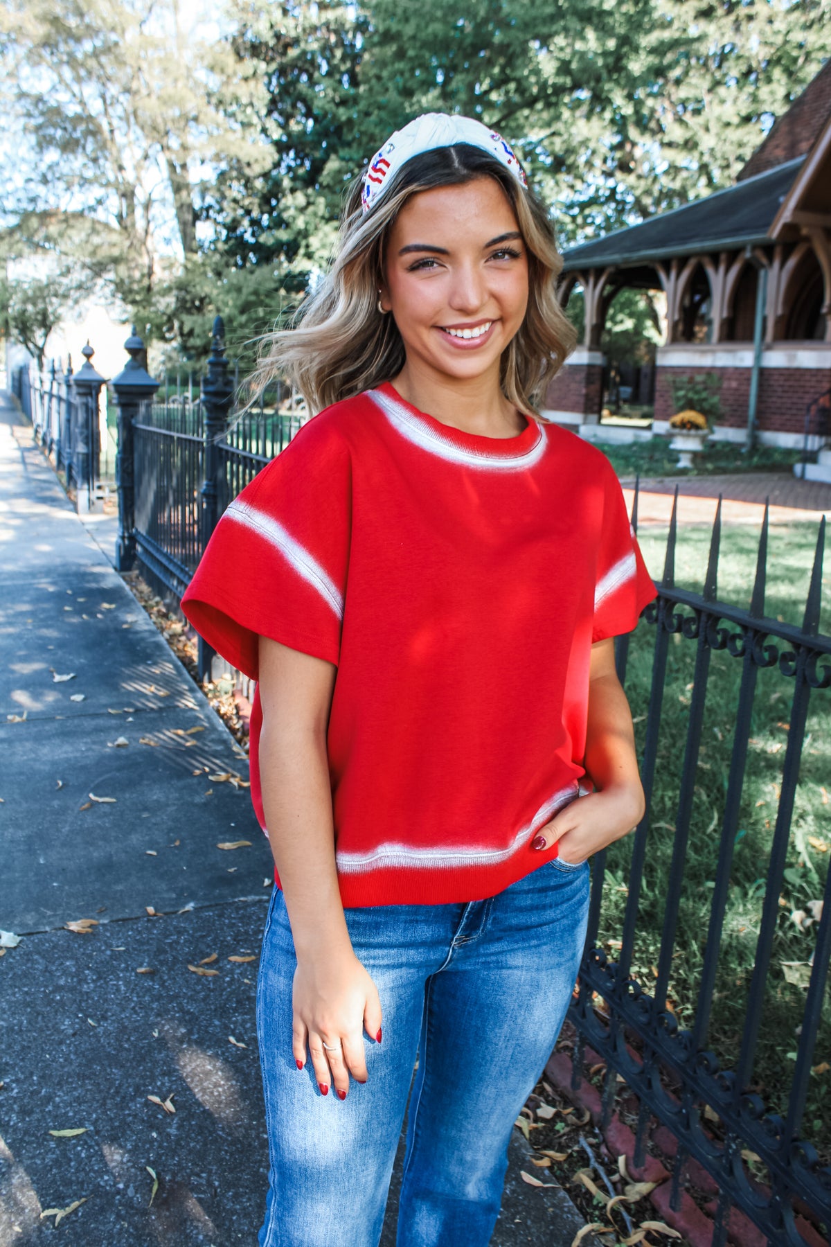 Silver Lining Ringer Top • Red