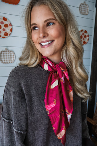Dachshund Days Silk Scarf • Berry