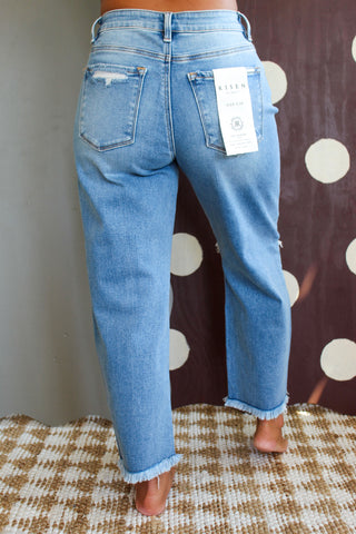 Haven Distressed Barrel Jean • Light Wash