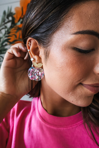Let Everyday Sparkle Apple Earrings • Pink Mix