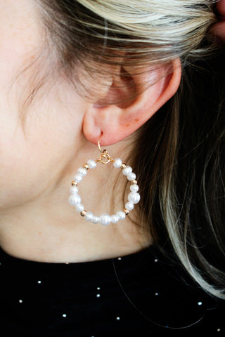 Merry & Bright Hoop Earrings • Pearl