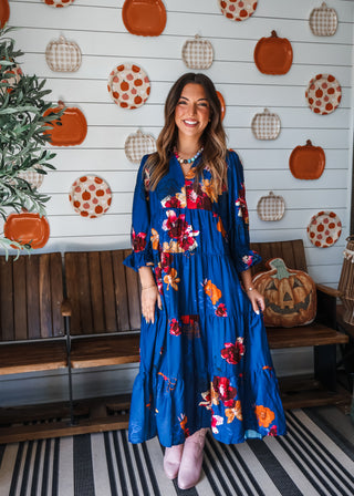 Fall Market Floral Midi • Blue