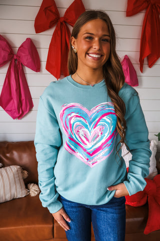 Lovestruck Season Graphic Sweatshirt • Seafoam