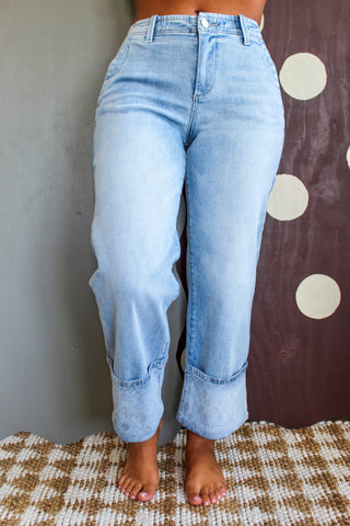 Harlow Patterned Cuff Jean • Light Wash