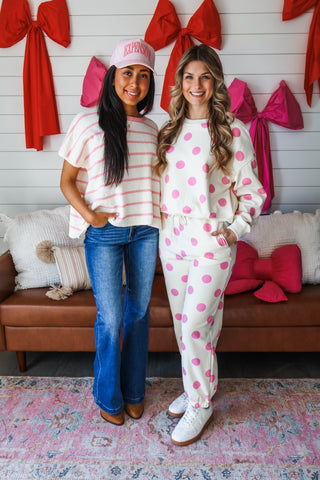 On The Spot Sweatpants • Cream/Pink