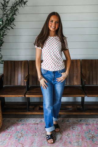 Sounds like fun • red polka dot top