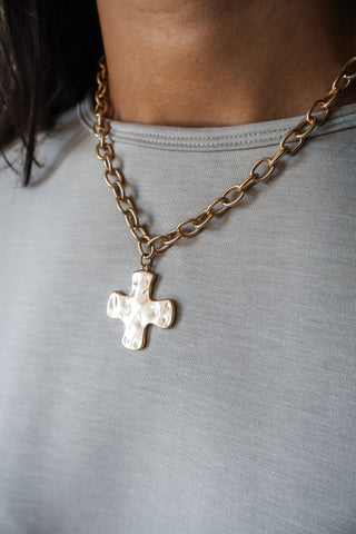 Cross Charm Chain Necklace • Gold