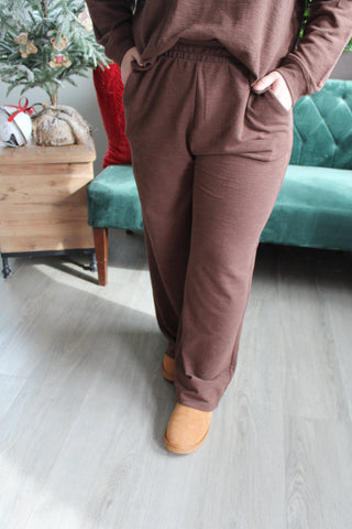 Home For The Holidays Pant Set • Cocoa - PLUS