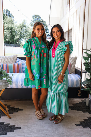 Garden Picnic Gingham Midi • Green