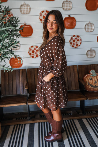 Polka Dot Darling Pocket Dress • Chocolate