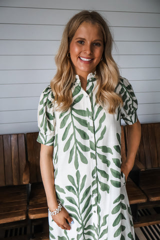 Botanical Beauty Shirtdress • Green