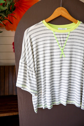 Summer Sale 56 • Contrast Stitching Striped Top - FINAL SALE