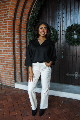 Sought-After Scallop Hem Top • Black