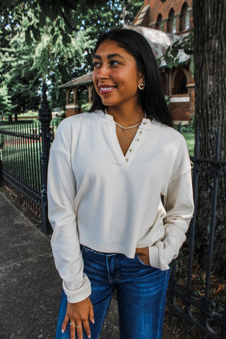 Fall Favorite Henley • Cream - FINAL SALE