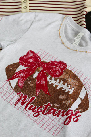 Team Spirit Mustangs Football Graphic Tee • Heather Grey - FINAL SALE