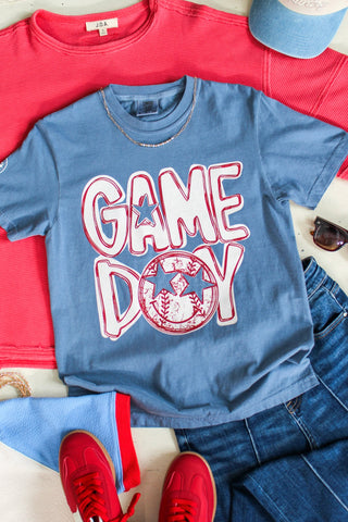 Game Day Baseball Graphic Tee • Denim