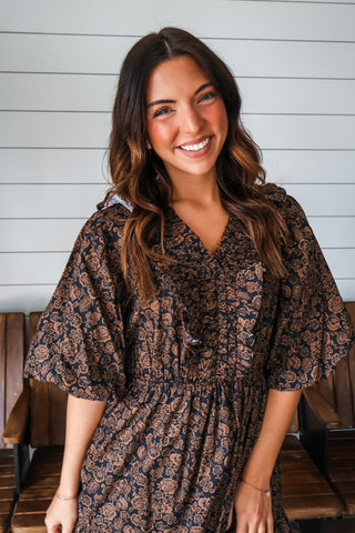 Magnolia Market Ruffle Dress • Black Floral