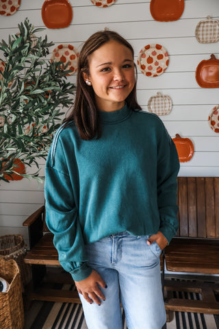 Ember Mock Neck Pullover • Juniper