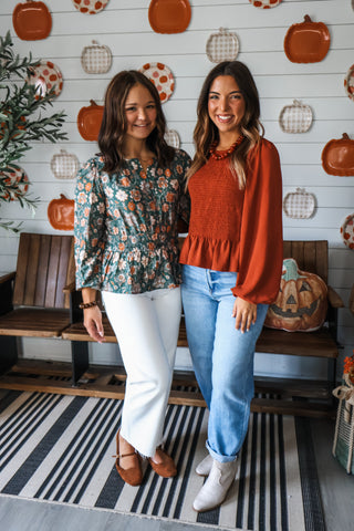 Sweet Cider Smocked Top • Burnt Sienna